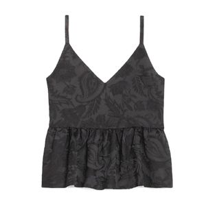 EXPRESS BLACK FLORAL JACQUARD BOXY PEPLUM CAMI NWT SIZE LARGE COLOR BLACK